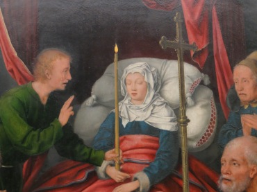 A traditional depiction of the Death of the Virgin (detail), Alte Pinakothek, Munich, Germany