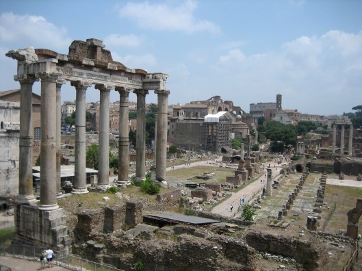 View of the Roman Forum.  Palestrina's music has been called the "soundtrack" of Rome.  He composed over 100 masses and 250 motets here during his lifetime, 