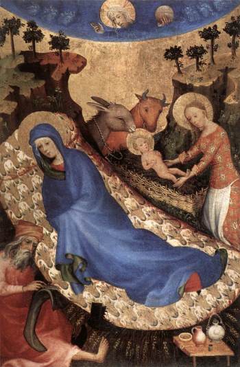 Joseph Malouel?, Nativity, oil on tempera (c. 1400), Museum Mayer van den Bergh, Antwerp, Belgium (courtesy Wikimedia Commons)
