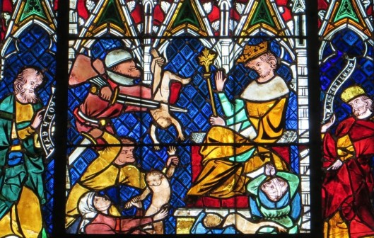 Killing of the Innocents, stained glass, Strasbourg Cathedral, Strasbourg, France.